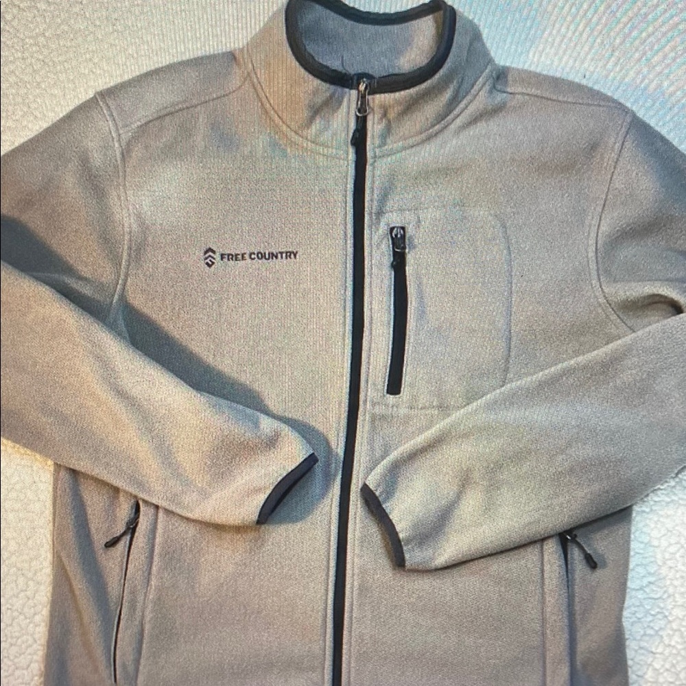 Free Country Men's Light Cream Full-Zip Fleece Jacket